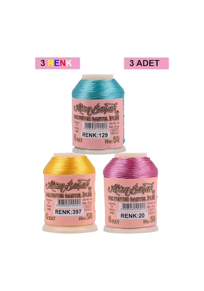 3 Adet Altınbaşak Oya Ve Dantel İpi 20 Gr - Royaleks - No: 397 - 020 - 129