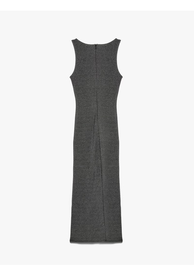 Koton Kolsuz Bisiklet Yaka Taş Detaylı Slim Fit Elbise Gümüş 6wak80029fk Gümüş Rengi
