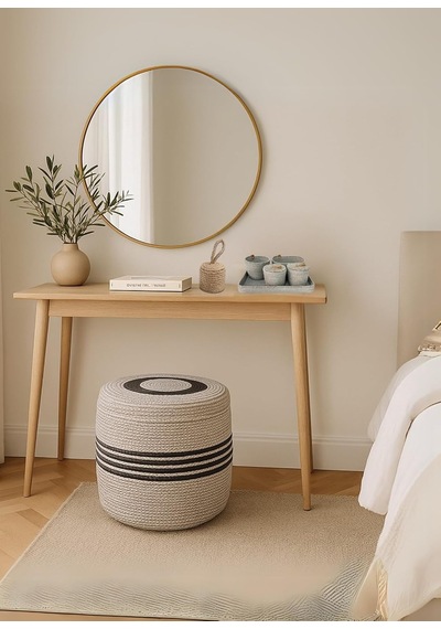 Natureline Jüt Puf Salon Pufu Antre Puf Makyaj Masası Ve Yatak Odası Banyo Puf Teras Veranda Ve Balkon Uyumlu Hasır Diğer