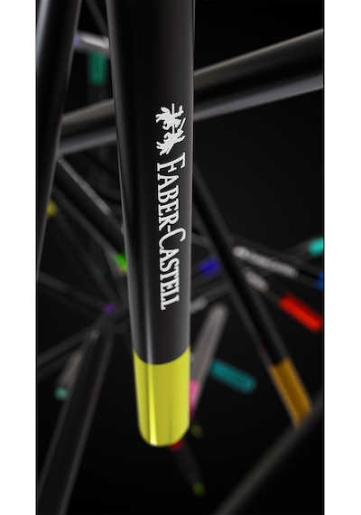 Faber-Castell Black Edition renkli kalemler, 100'lü metal kutu, kırılmaz, çocuklar ve yetişkinler için