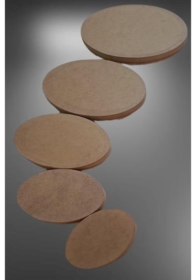 Hobi Adn Dekoratif Oval Tepsi Pano 5 Adet Cnc Kesim Ahşap Mdf Ham El Yapım