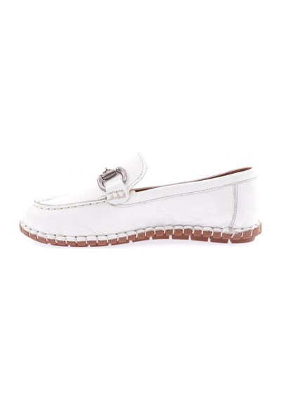 Dgn 600-23y Kadin Dikiş Detayli Metal Tokali Loafer Ayakkabi 600-2109-R0198 Beyaz