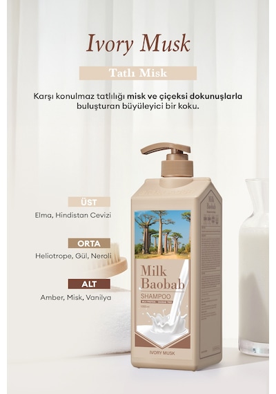 Yıpranmış Saçları Onaran Yoğun Nemlendirici Şampuan Mılk Baobab Original Shampoo Ivory Musk