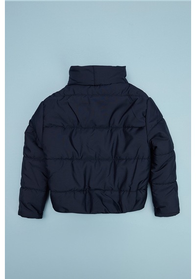 Fullamoda Beli Lastikli Crop Kız Çocuk Şişme Mont Lacivert