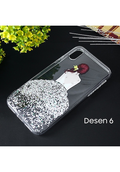 Apple Uyumlu iPhone X Xs 3D Diamond Elbise Seffaf Silikon Kilif 318313054 - Renk / Desenli 1