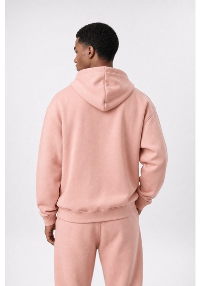 Erkek Respire Basic Oversize Hoodie Pembe