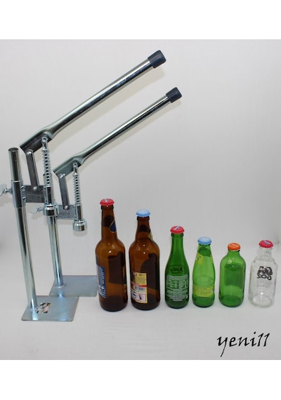 Büyük Boy Gazoz Soda Kapağı Kapatma Makinesi 100 Kapak Gümüş