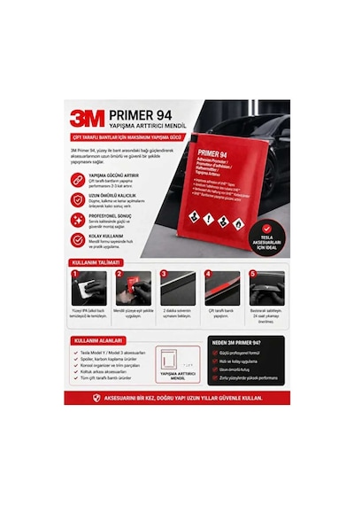 3m Primer 94 Bant Yapıştırıcı Arttırıcı Kuvvetlendirici Primer Mendil 5adet Evimdeyokyok