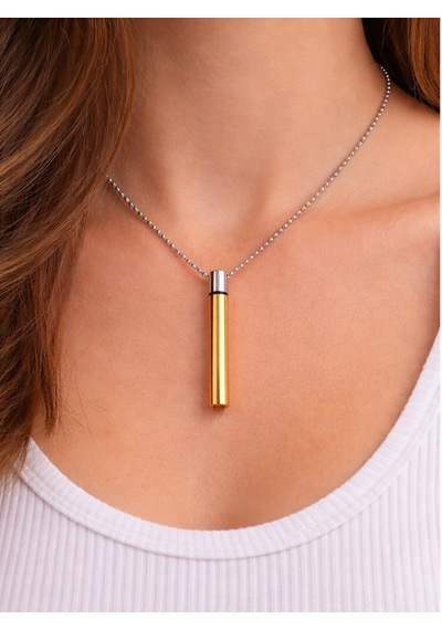 316l Paslanmaz Çelik Açılabilir Kapsül Kolye Gold Silindir Unisex Kolye 60 Cm Zincir Altın - Gümüş