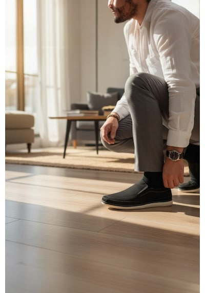 Enoch Hakiki Deri Lazer Kesim Delikli Ve Esnek Comfort Tabanlı Erkek Slip-on Ayakkabı Siyah Enoch Hakiki Deri Lazer Kesim Delikli Ve Esnek Comfort Tabanlı Erkek Slip-on Ayakkabı Siyah