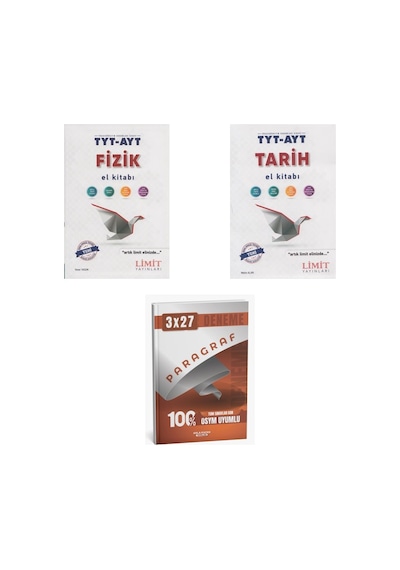 2027 Limit Tyt Ayt Fizik + Tarih El Kitabı + Anla Kazan Paragraf Deneme 3'lü Set