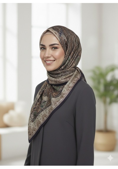 Premium Lux Original Etnik Desen Şal Vual İpek, 1. Sınıf, Hafif, Rahat, Şık, Tesettür Giyim Kahverengi - Bej - Yeşil Premium Lux Original Etnik Desen Şal Vual İpek, 1. Sınıf, Hafif, Rahat, Şık, Tesettür Giyim Kahverengi - Bej - Yeşil