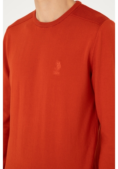 U.S. Polo Assn. Erkek Slim Fit Bisiklet Yaka Kiremit Basic Kazak 50288888-VR031