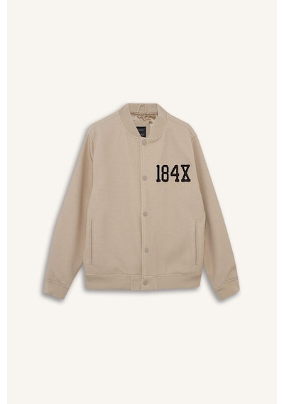 Defacto Regular Fit Kolej Yaka Çıtçıtlı Bomber Mont F5096ax25aubg359 Bej
