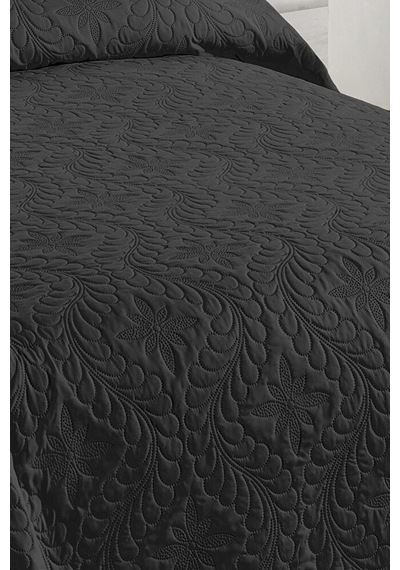 Ivy Siyah Çift Kişilik Microfiber Kapitone Yatak Örtüsü