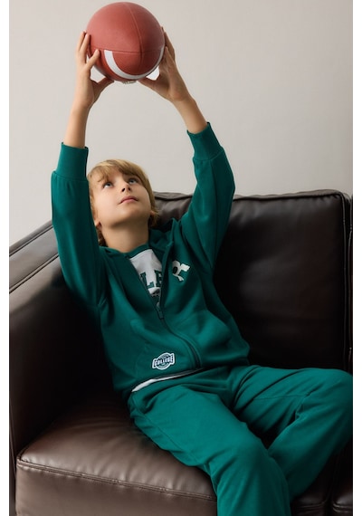 Defacto Pamuklu Regular Fıt Uzun Kollu Baskılı Kapüşonlu Cepli Fermuarlı Sweatshirt Hırka Erkek Çocuk H9848a826augn1116 Yeşil-gn1116