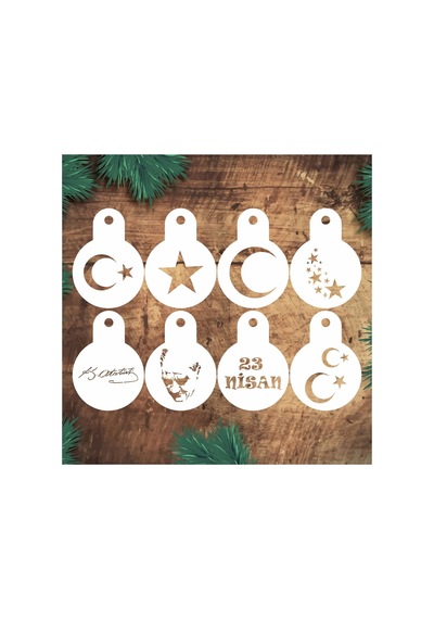 Kk Swords Stencil Tasarım S281 Çocuk Bayramı Set:31, 8x8cm Pasta, Ahşap, Yüz Boyama Şablonu Tybz959dr5dzs7so37 Diğer