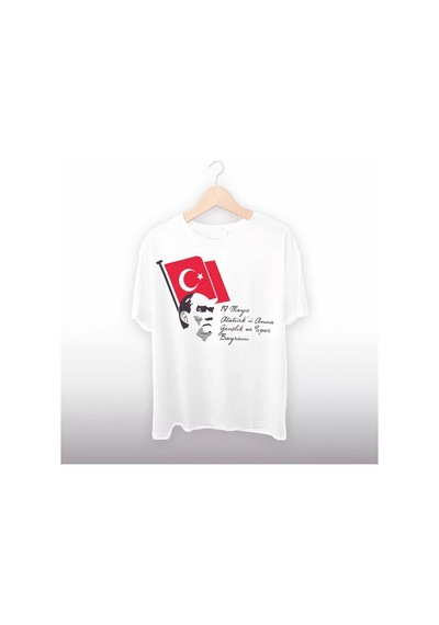 19 Mayıs 20/1 Baskılı T-shirt - Beyaz 001