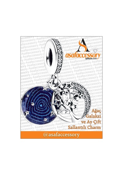 Hayat Ağacı Charm Gümüş Kaplama Asafaccessory Mavi