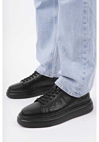 Muggo Agony Kalın Taban Bağcıklı Hakiki Deri Erkek Günlük Sneaker Spor Ayakkabı Siyah Muggo Agony Kalın Taban Bağcıklı Hakiki Deri Erkek Günlük Sneaker Spor Ayakkabı Siyah