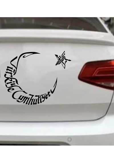 Ay Yıldız Türkiye Cumhuriyeti Atatürk Sticker - Araba Oto Cam Karavan Motosiklet Sticker - 00053 60X48 Cm