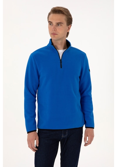U.S. Polo Assn. Erkek Regular Fit Saks Polar Yarım Fermuarlı Basic Sweatshirt 50313777-VR032