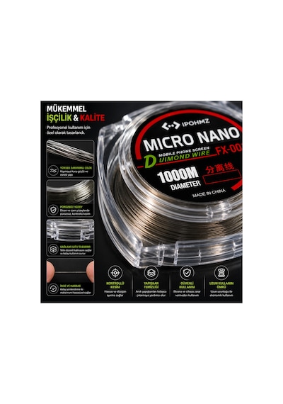 Micro Nano 0.06mm 1000m Lcd-ekran Ayırma Teli - Çelik Kesme Teli