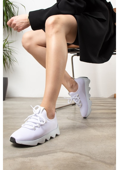 Günlük Kadın Sneaker Spor Ayakkabı Bağcıklı Triko Tırtıklı Kalın Taban Hafif Rahat Esnek Hava Alabilen 300 Beyaz - Siyah Günlük Kadın Sneaker Spor Ayakkabı Bağcıklı Triko Tırtıklı Kalın Taban Hafif Rahat Esnek Hava Alabilen 300 Beyaz - Siyah