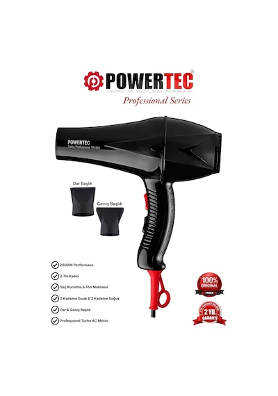 Powertec TR-901 Turbo Profesyonel 2500W Fön Makinesi & Saç Kurutma Makinesi