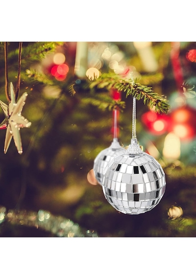 Disco Topu Aynalı Gümüş 5 Cm 6 Lı