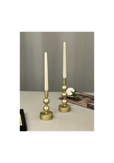 Campana Eskitme Gold 2'li Şamdan & Mumluk Dekorasyon Seti Pirinç Kaplamalı - 873873219 Pirinç Kaplamalı
