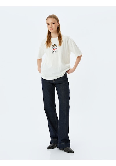 Koton Ayı Baskılı Bisiklet Yaka Kısa Kollu Oversize Tişört Ekru 5sal10099ık Ekru Koton Ayı Baskılı Bisiklet Yaka Kısa Kollu Oversize Tişört Ekru 5sal10099ık Ekru