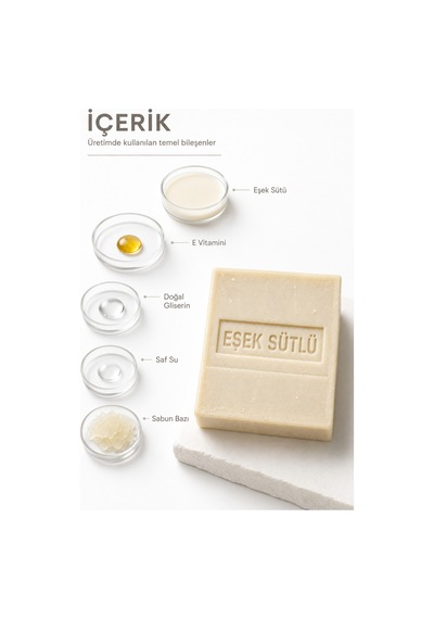 Eşek Sütü Sabunu 4'lü Paket 4 x 120 g Eşek Sütlü Katı Sabun Günlük El ve Vücut Temizliği