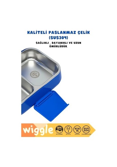 Bento 1030ml Lunchbox Tek Katlı 2 Bölmeli Paslanmaz Çelik Sefer Tası Yemek Kutusu Çok Renkli