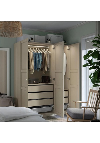 Ikea Gri Geniş Kapaklı Gardırop 150x60x201 Cm