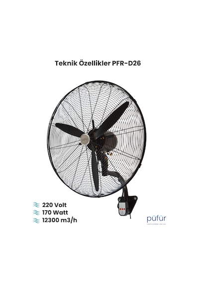 2 Adet Püfür Sanayi Duvar Tipi Vantilatör Uzaktan Kumandalı 65cm