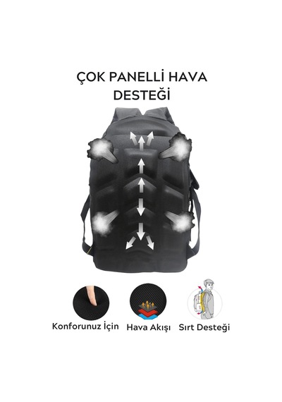 571 Collections Meschaın Wander 50 Lt Su Geçirmez Kumaş Trekking Yarı Dağcı Seyahat Avcı Kampcı Bisiklet Yürüyüş Körüksüz Sırt Çanta Siyah Açık Altın