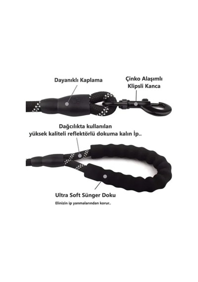Dodes Köpekler İçin Reflektörlü Halat Gezdirme Tasması Çok Renkli