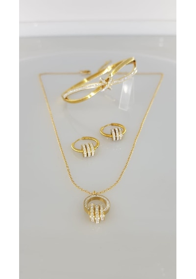 Periliçe Gold Çelik Takı Seti Gümüş - Rose Gold