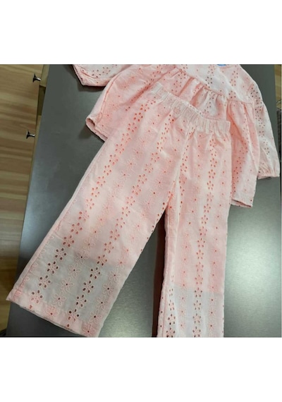 Fistolu Içi Astarlı Kız Alt-üst Set Oversize Beli Lastikli 2-7 Yaş Turuncu