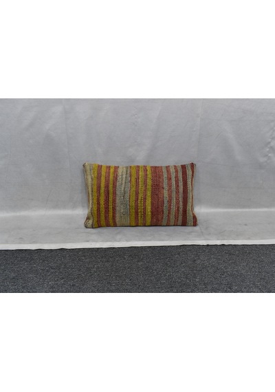 Zehra Abla Halı Yeni El Dokuma Dekoratif Lumbar Kilim Kırlent Yastık Kılıfı 7202 Çok Renkli