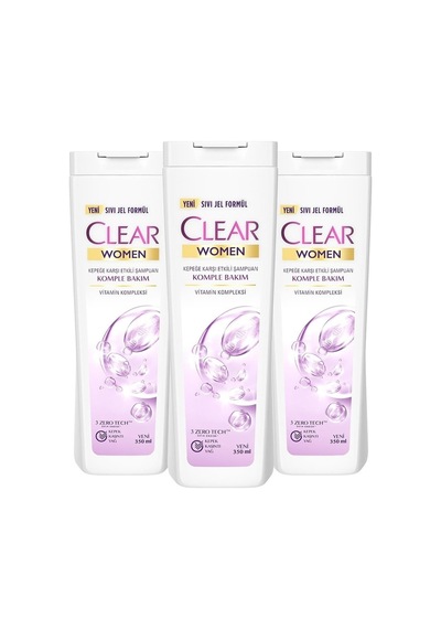 Clear Women Kepeğe Karşı Etkili Komple Bakım Şampuan 3 x 350 ML