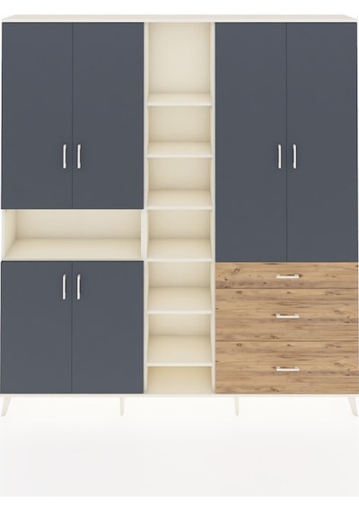 Arges Dolap 13 Raflı 3 Çekmeceli 6 Kapaklı 220x30x243 Aytaşı-antrasit/çam Antrasıt/atlas Çam Arges Dolap 13 Raflı 3 Çekmeceli 6 Kapaklı 220x30x243 Aytaşı-antrasit/çam Antrasıt/atlas Çam