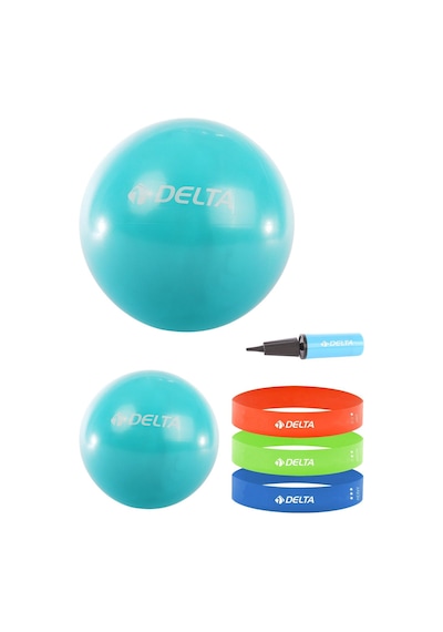 Delta- 55 cm-25 cm Pilates Topu 3'lü Squat Bandı Egzersiz Direnç Lastiği Pilates Topu Pompası Seti