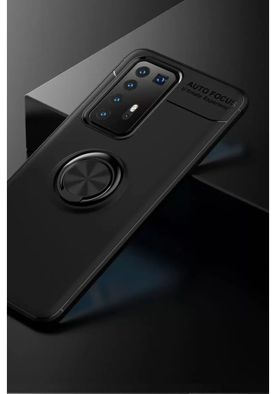Newface Huawei P40 Pro Kılıf Range Yüzüklü Silikon - Siyah Resimdeki
