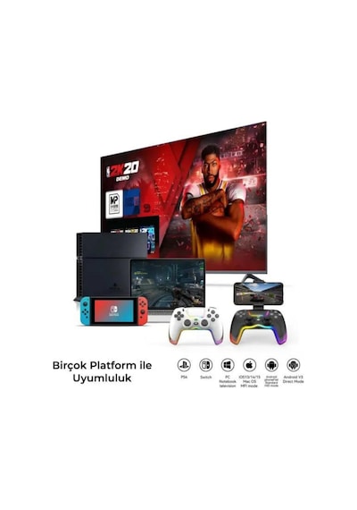 Lobo Ps4 Kol Kablosuz Gamepad Oyuncu Kol /çift Titreşim Eksenli Rgb Mod/ps4/switch/pc/androd/Apple Uyumlu iPhone