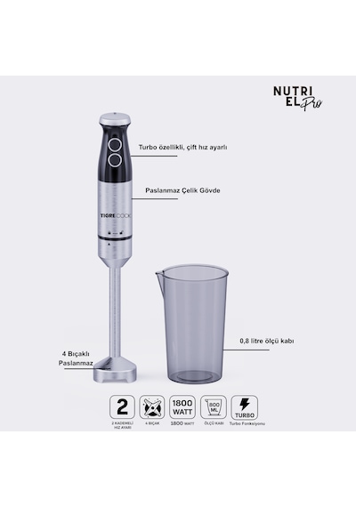 Tigrecook TG-2080B 1800 W Turbo Çubuk El Blenderi