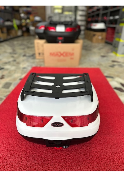 40 Litre Motosiklet Sırtıklı+üst Bagaj Full Arka Çanta Beyaz