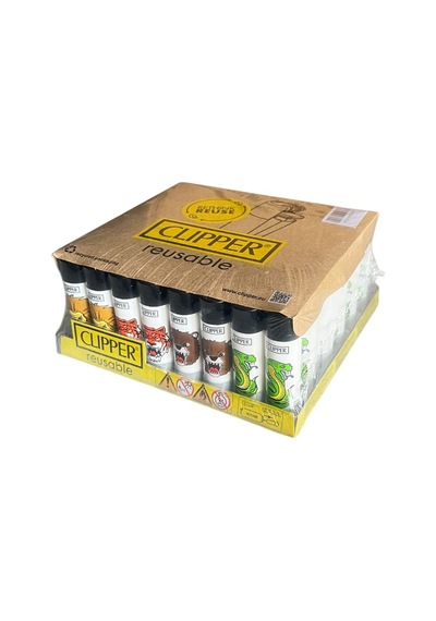Clipper Pocket Hayvan Desenli Taşlı Çakmak 48 Adet 2367 Çok Renkli