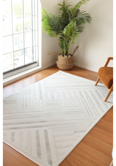 Kaşmir Halı 7/24 Elegante Lumina Grey 80X150 CM Salon Mutfak Halısı Yolluk Kilim